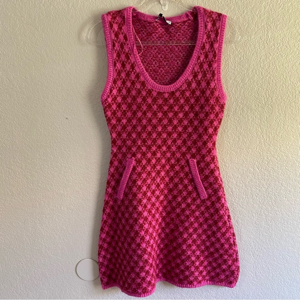 ZARA Women | Pink | PLAID KNIT DRESS - Picture 13 of 13